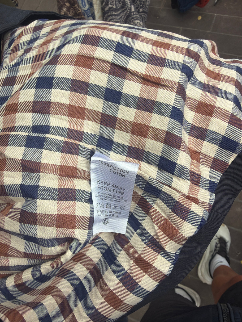 Veste trench deperlant bleu marine intérieur à carreaux