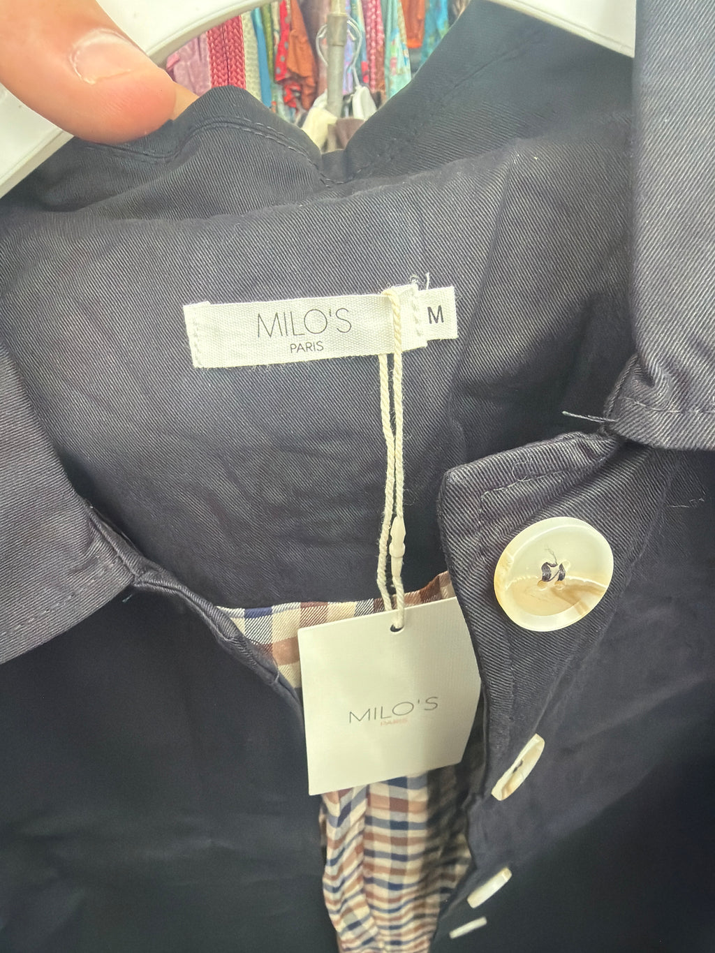 Veste trench deperlant bleu marine intérieur à carreaux