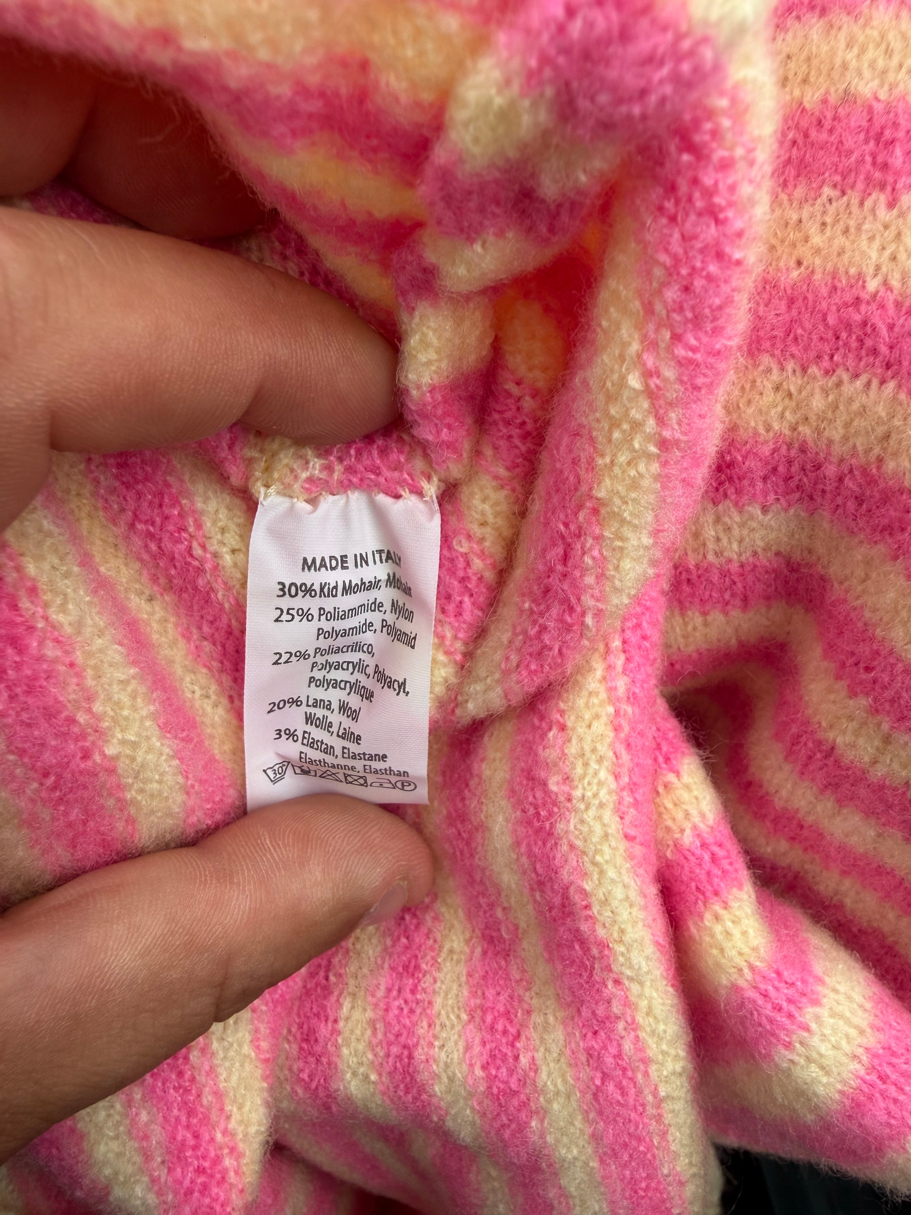 Pull raye jaune et rose